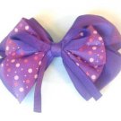 Purple Hair Bow Pink Polka Dots Alligator Clip Barrette