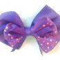 Purple Hair Bow Pink Polka Dots Alligator Clip Barrette
