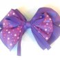 Purple Hair Bow Pink Polka Dots Alligator Clip Barrette