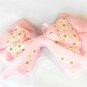 Light Pink Hair Bow Green Yellow Polka Dots Alligator Clip Barrette