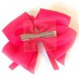 Hot Pink Hair Bow Green Yellow Polka Dots Alligator Clip Barrette