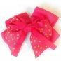 Hot Pink Hair Bow Green Yellow Polka Dots Alligator Clip Barrette