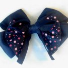 Blue Hair Bow Pink Polka Dots Alligator Clip Barrette