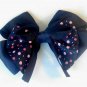 Blue Hair Bow Pink Polka Dots Alligator Clip Barrette