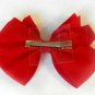 Red Hair Bow Green Yellow Polka Dots Alligator Clip Barrette