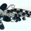 Black Acrylic Flower Rhinestone 5" Salon Hair Clip Alligator Barrette Gorgeous!