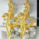 Gray Acrylic Clear Rhinestone Salon Alligator Hair Clip Barrette Gold Tone Set 2