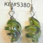 Green Twisted Screwed Glass Dangle Earrings