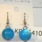 Blue Cat Eye Bead Round Dangle Earrings