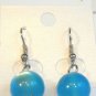 Blue Cat Eye Bead Round Dangle Earrings