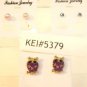 Lot 3 Purple Owl Pink Pearl Tone Blue Crystal Stud Earrings