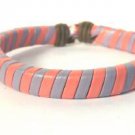 Pink Purple Stripe Hemp Leather Bracelet Surfer Wristband Ethnic Tribal