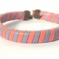 Pink Purple Stripe Hemp Leather Bracelet Surfer Wristband Ethnic Tribal