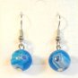 Blue Round White Purple Millefiori Dangle Earrings