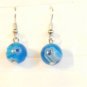 Blue Round White Purple Millefiori Dangle Earrings