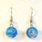Blue Round White Purple Millefiori Dangle Earrings