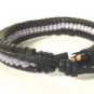 Wrapped Black Leather Hemp Bracelet Surfer Wristband Ethnic Tribal