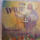 Silver Tone INRI Jesus on Cross Pendant Choker Necklace WWJD Christian Religious