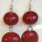 Round Lampwork Red Glass Silver Plated Dangle Earrings