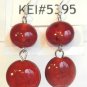 Round Lampwork Red Glass Silver Plated Dangle Earrings