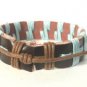 Blue Stripe Hemp Brown Leather Bracelet Surfer Wristband Ethnic Tribal