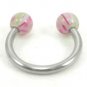 18 Gauge Horseshoe Pink Green UV Acrylic Ball Lip Nose Body Piercing Jewelry