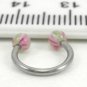 18 Gauge Horseshoe Pink Green UV Acrylic Ball Lip Nose Body Piercing Jewelry