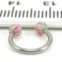18 Gauge Horseshoe Pink Green UV Acrylic Ball Lip Nose Body Piercing Jewelry