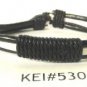 Black White Hemp Leather Bracelet Surfer Wristband