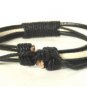 Black White Hemp Leather Bracelet Surfer Wristband