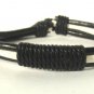 Black White Hemp Leather Bracelet Surfer Wristband