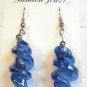Dark Blue Twisted Screwed Glass Dangle Earrings