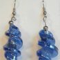 Dark Blue Twisted Screwed Glass Dangle Earrings