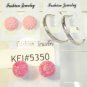 Lot 3 Pink Stud Silver Tone Hoop Earrings