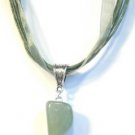Green Organza Wax String Necklace Anomalous Green Jade Pendant