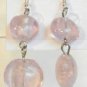 Round Lampwork Pink Glass Silver Plated Dangle Earrings