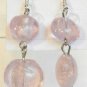 Round Lampwork Pink Glass Silver Plated Dangle Earrings