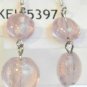 Round Lampwork Pink Glass Silver Plated Dangle Earrings