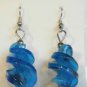 Blue Twisted Screwed Glass Dangle Earrings