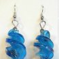 Blue Twisted Screwed Glass Dangle Earrings