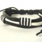 Black White Hemp Leather Bracelet Surfer Wristband Ethnic Tribal