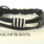 Black White Hemp Leather Bracelet Surfer Wristband Ethnic Tribal