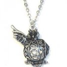 Silver Tone Owl with Outstretched Wing Pendant Chain Necklace