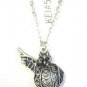 Silver Tone Owl with Outstretched Wing Pendant Chain Necklace
