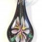 White Organza Wax String Necklace Pink Yellow 3 Flower Sparkle Teardrop Pendant