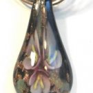 Brown Organza Wax String Necklace Pink Yellow 3 Flower Sparkle Teardrop Pendant