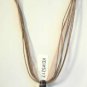 Brown Organza Wax String Necklace Pink Yellow 3 Flower Sparkle Teardrop Pendant