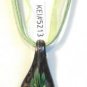 Green Organza Wax String Necklace Green Yellow 3 Flower Sparkle Teardrop Pendant