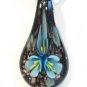 Aqua Organza Wax String Necklace Aqua Yellow 3 Flower Sparkle Teardrop Pendant