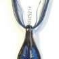 Dark Blue Organza Wax String Necklace 3 Flower Sparkle Teardrop Pendant
